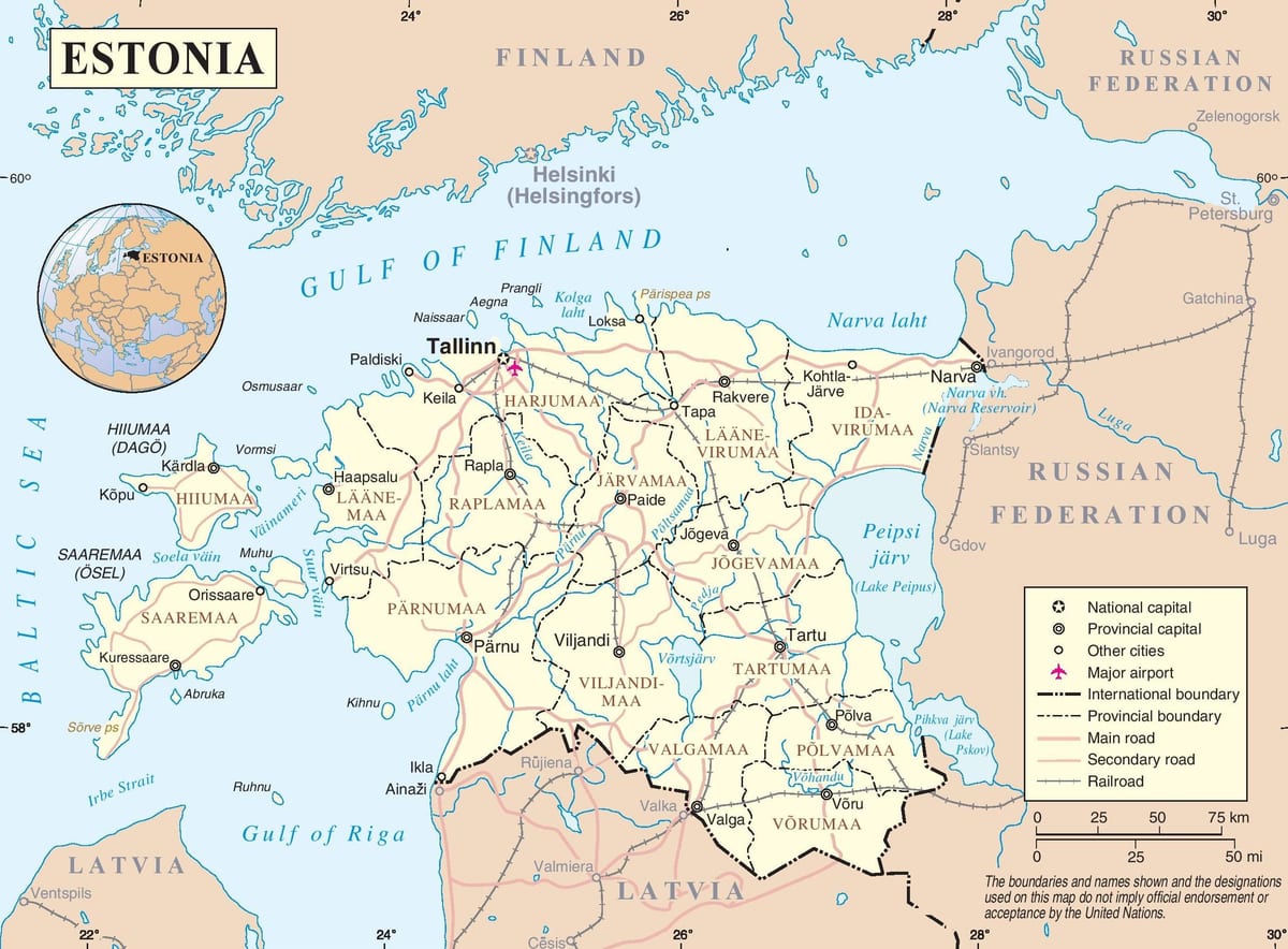 Estonsko na mapě