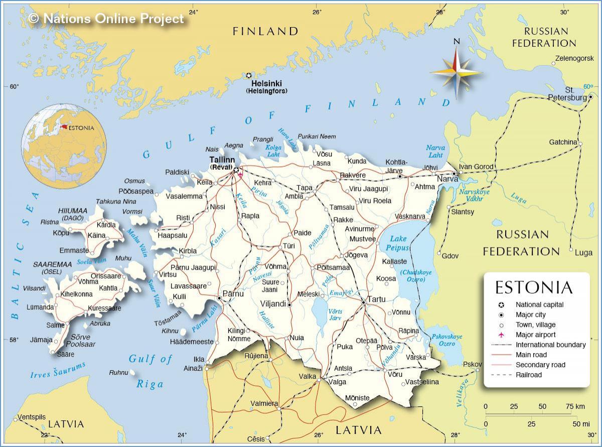 mapa Estonska město