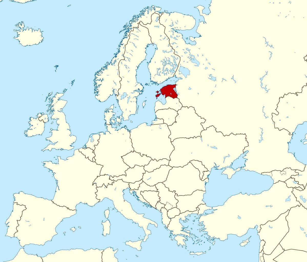 Estonsko umístění na mapě světa